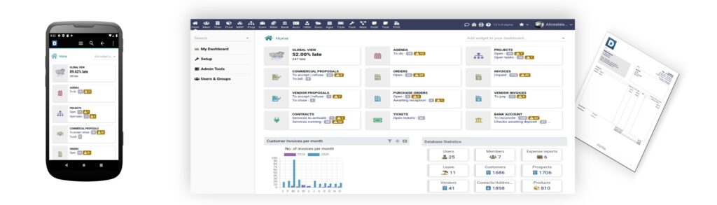 dolibarr crm, devis et facture